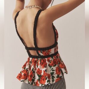 Anthropologie Open Back Floral Top